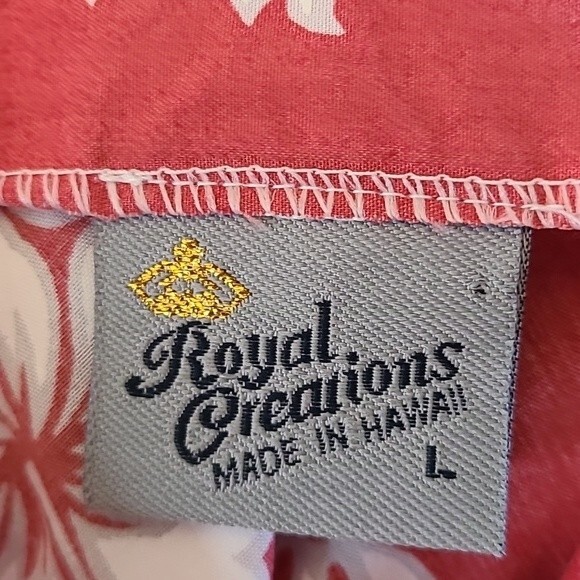 VINTAGE WOMEN'S ROYAL CREATIONS RED & WHITE FLORAL SLEEVELESS HAWAIIAN DRESS L - Picture 7 of 7